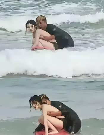 三亚女子比基尼被冲走教练帮遮