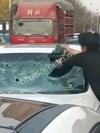 肇庆原配带两女儿当街拦车砸车捉奸