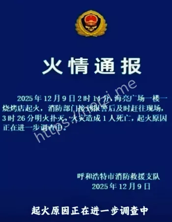 烧烤店失火1人丧命